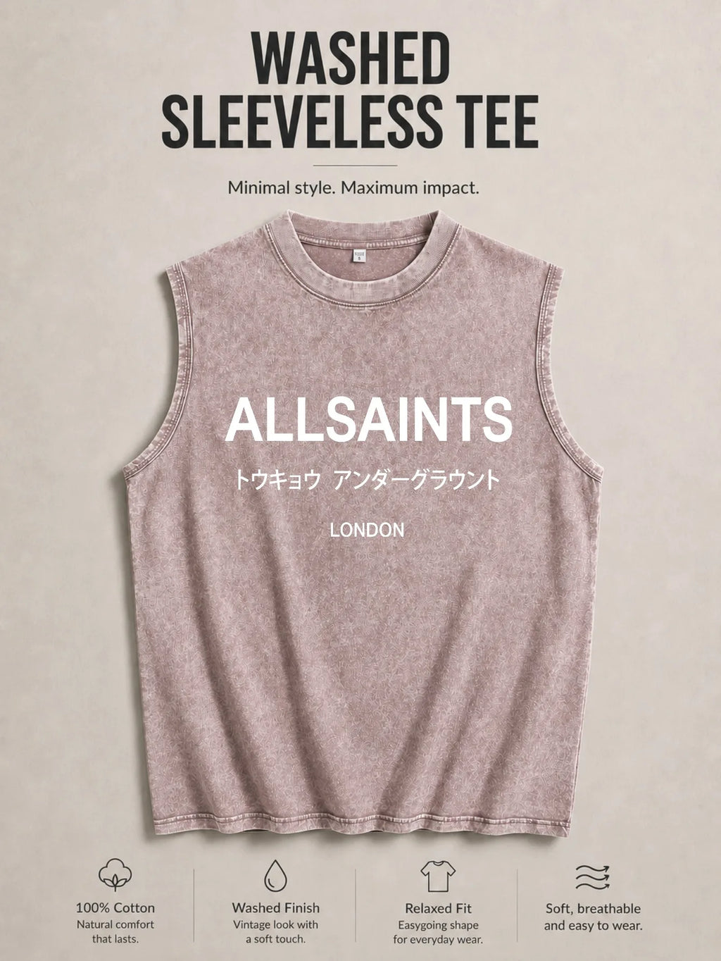 Vintage Men's Tank Top - AllSaints Print Design - Casual Fall/Winter Layering Tee - Perfect Gift For Halloween/Christmas