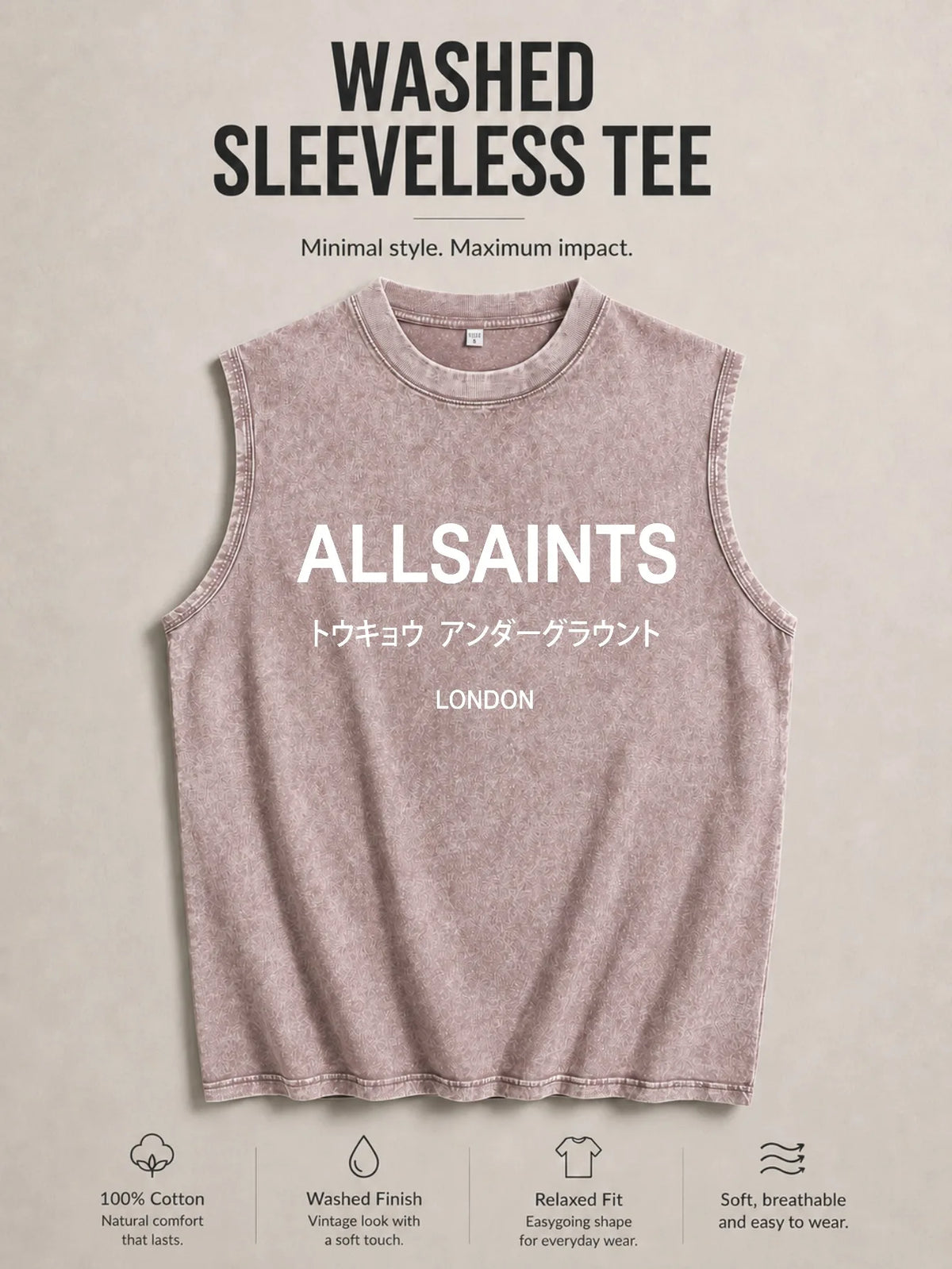 Vintage Men's Tank Top - AllSaints Print Design - Casual Fall/Winter Layering Tee - Perfect Gift For Halloween/Christmas