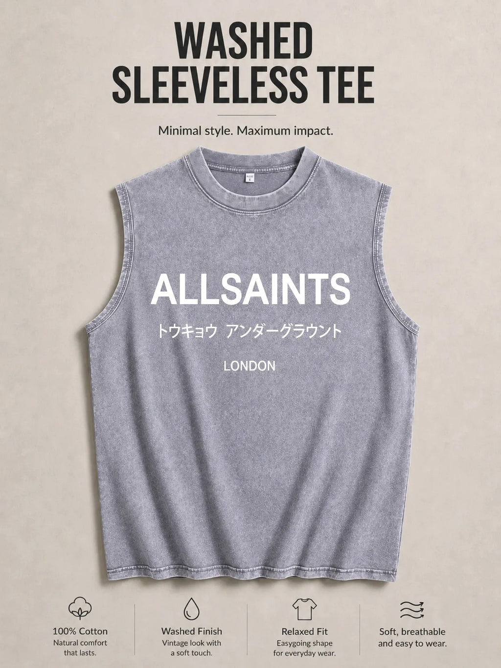 Vintage Men's Tank Top - AllSaints Print Design - Casual Fall/Winter Layering Tee - Perfect Gift For Halloween/Christmas