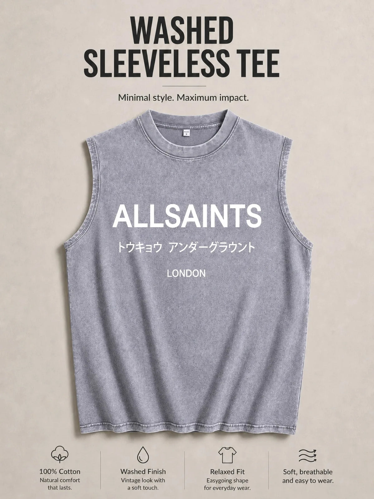 Vintage Men's Tank Top - AllSaints Print Design - Casual Fall/Winter Layering Tee - Perfect Gift For Halloween/Christmas