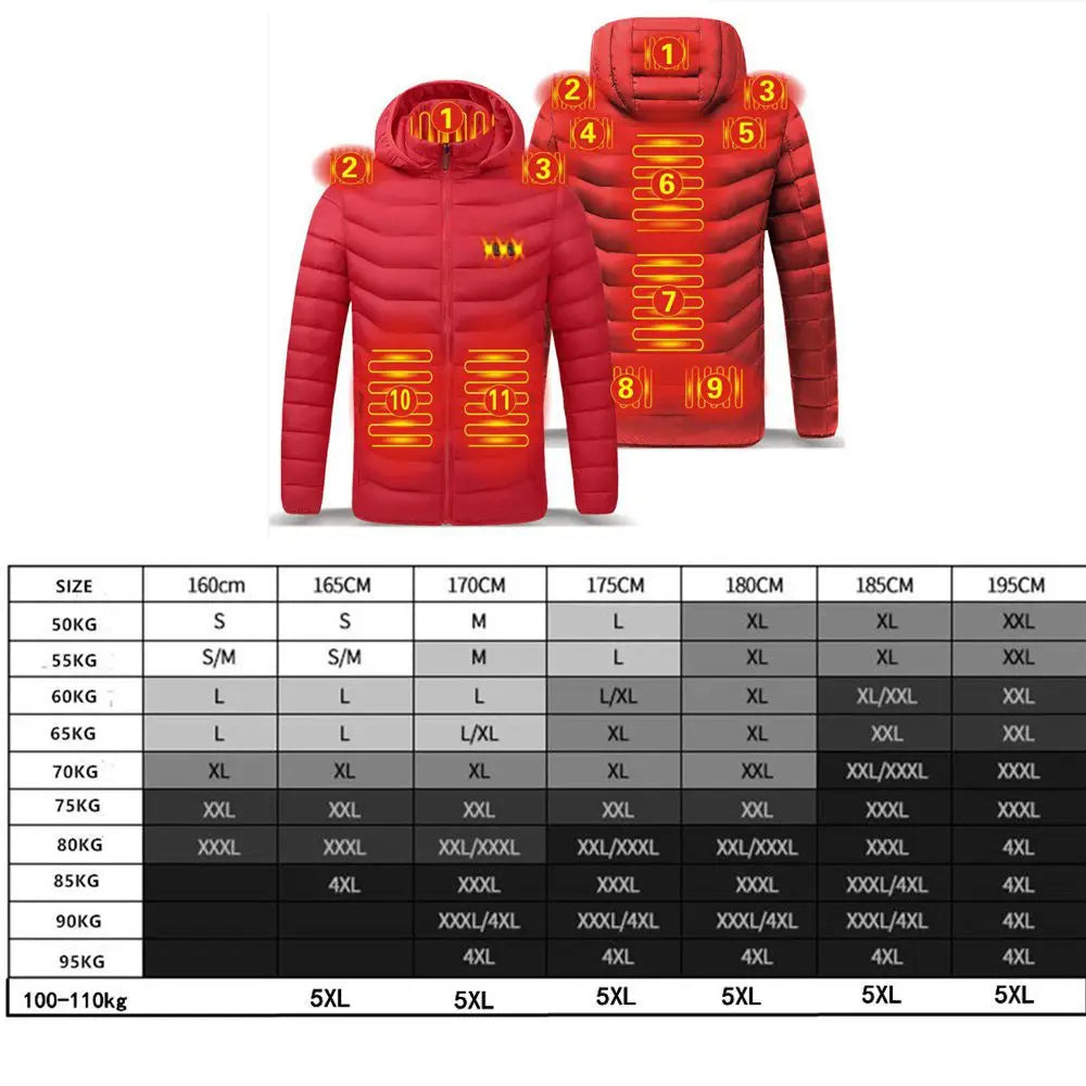 Men Heated Jacket USB Winter Outdoor Electric Heating male bobojaco Warm Sprots Thermal Coat Clothing Heatable men's parka