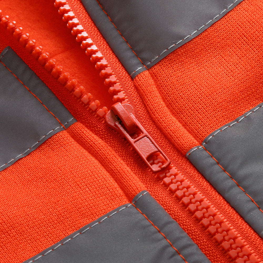 Men Reflective Stripe Hooded Jacket Patchwork Hoodies Road Work High Visibility Pullover Workwear Coat Color Block Hooded Tops