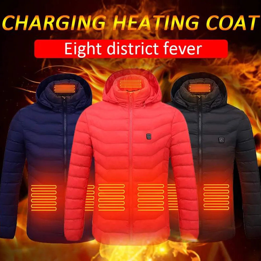 Men Heated Jacket USB Winter Outdoor Electric Heating male bobojaco Warm Sprots Thermal Coat Clothing Heatable men's parka