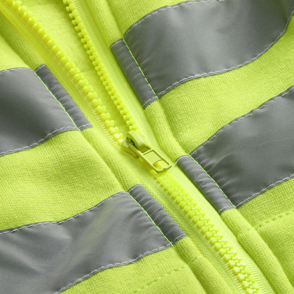 Men Reflective Stripe Hooded Jacket Patchwork Hoodies Road Work High Visibility Pullover Workwear Coat Color Block Hooded Tops