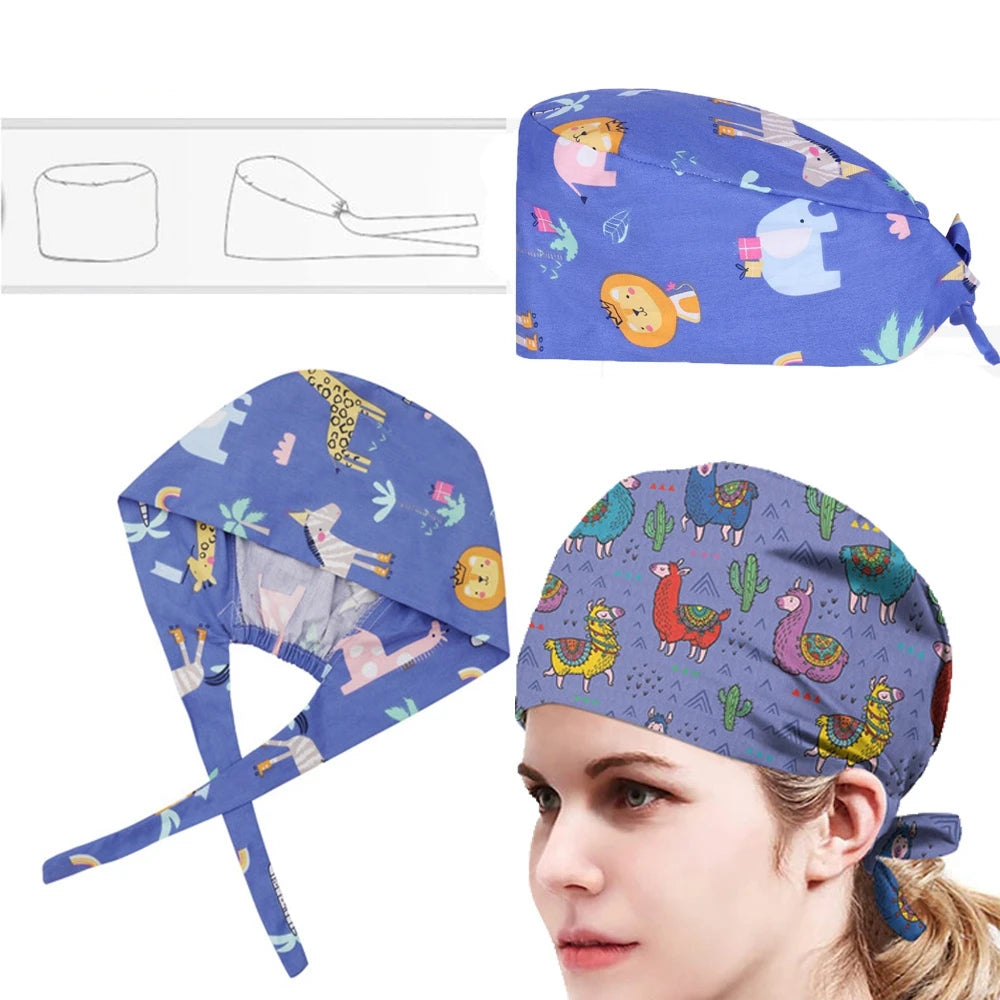 New Operating Room Working Hat Women Long Hair Cap Surgical Cap Eautician Cooking Chef Caps Nurse Headwear Turban