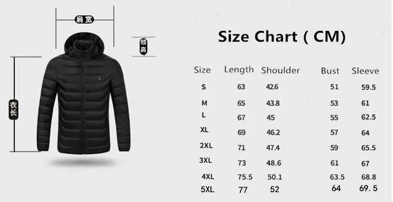 Men Heated Jacket USB Winter Outdoor Electric Heating male bobojaco Warm Sprots Thermal Coat Clothing Heatable men's parka