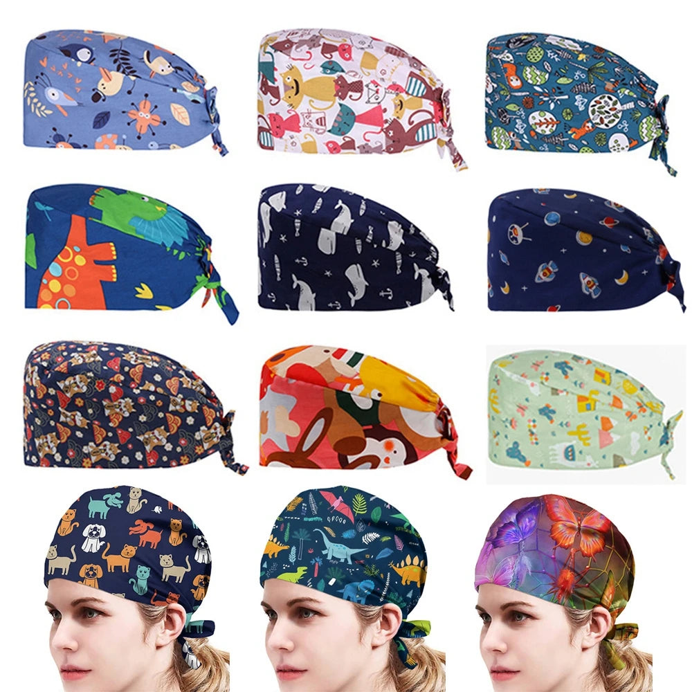 New Operating Room Working Hat Women Long Hair Cap Surgical Cap Eautician Cooking Chef Caps Nurse Headwear Turban