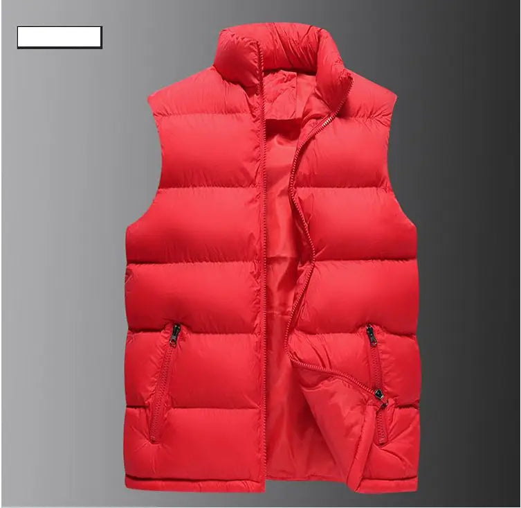 Mens Vest Jacket Warm Sleeveless Jackets Winter Waterproof Zipper Coat Autumn Stand-up Collar Casual Waistcoat Brand Clothing