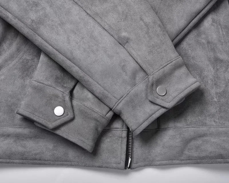 Autumn Jackets Oversize Casual Clothes High Street Pockets Laper Zipper Suede Thick Coat Mens Windbreaker Loose