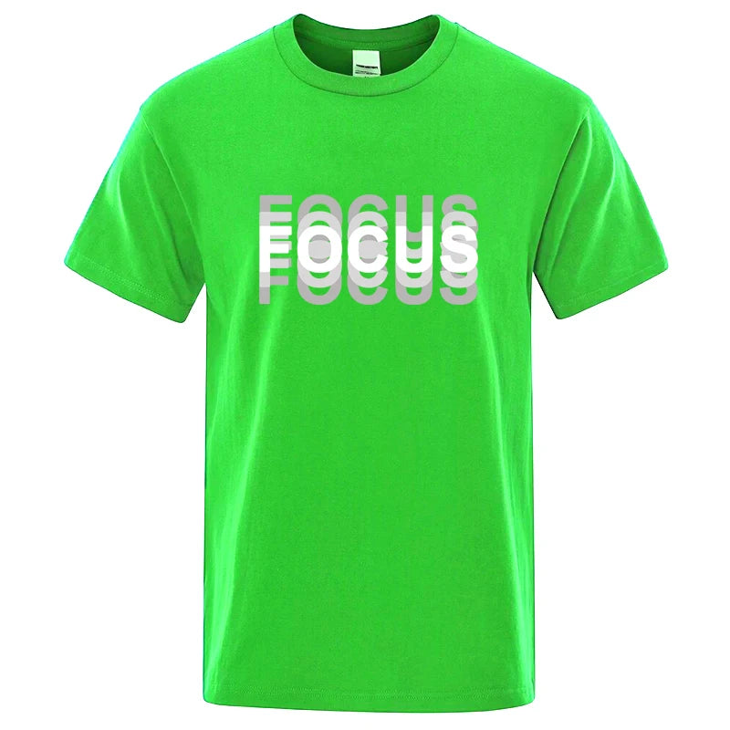 Summer Men's Cotton Blend High Quality Casual Sports Loose Cool Fashion Funny Focus Print Round Neck Short Sleeved T-shirt Tops