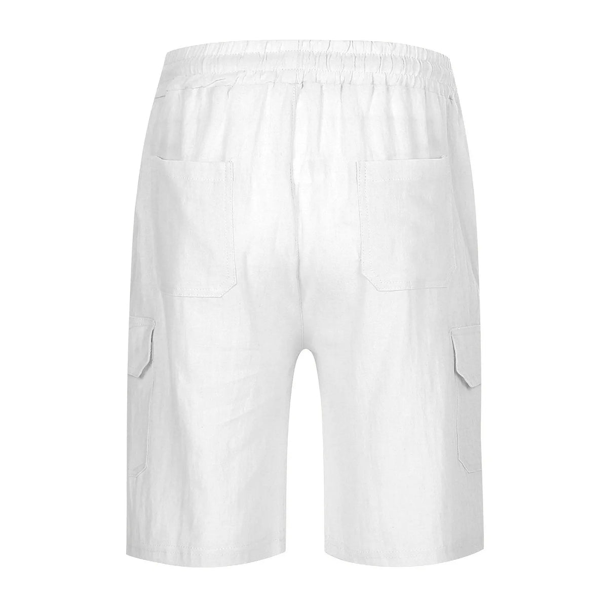Men Spring And Summer Pant Casual All Solid Color Cotton Linen Loose Trouser Fashion Pockets Wide Leg High Waist A-word Shorts