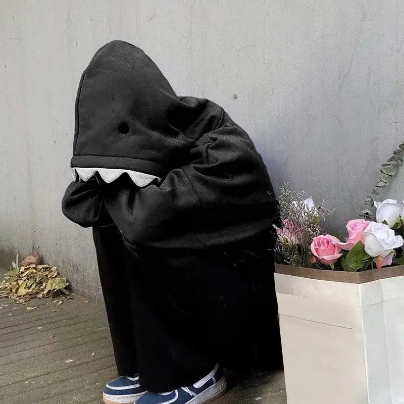 Shark Sweatshirt Women's Blue Hoodies Long Sleeve Shark Shape Couple Pullover Animal Hooded Cartoon Sweatshirt for Men Women