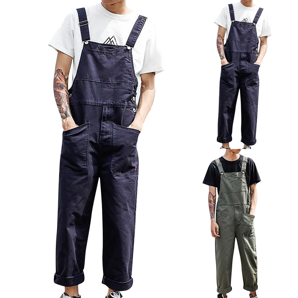 Lightweight Overalls With Pockets Men'S Bib Overalls Fashion Relaxed Fit Casual Jumpsuit Cotton Denim Trousers Daily Wear
