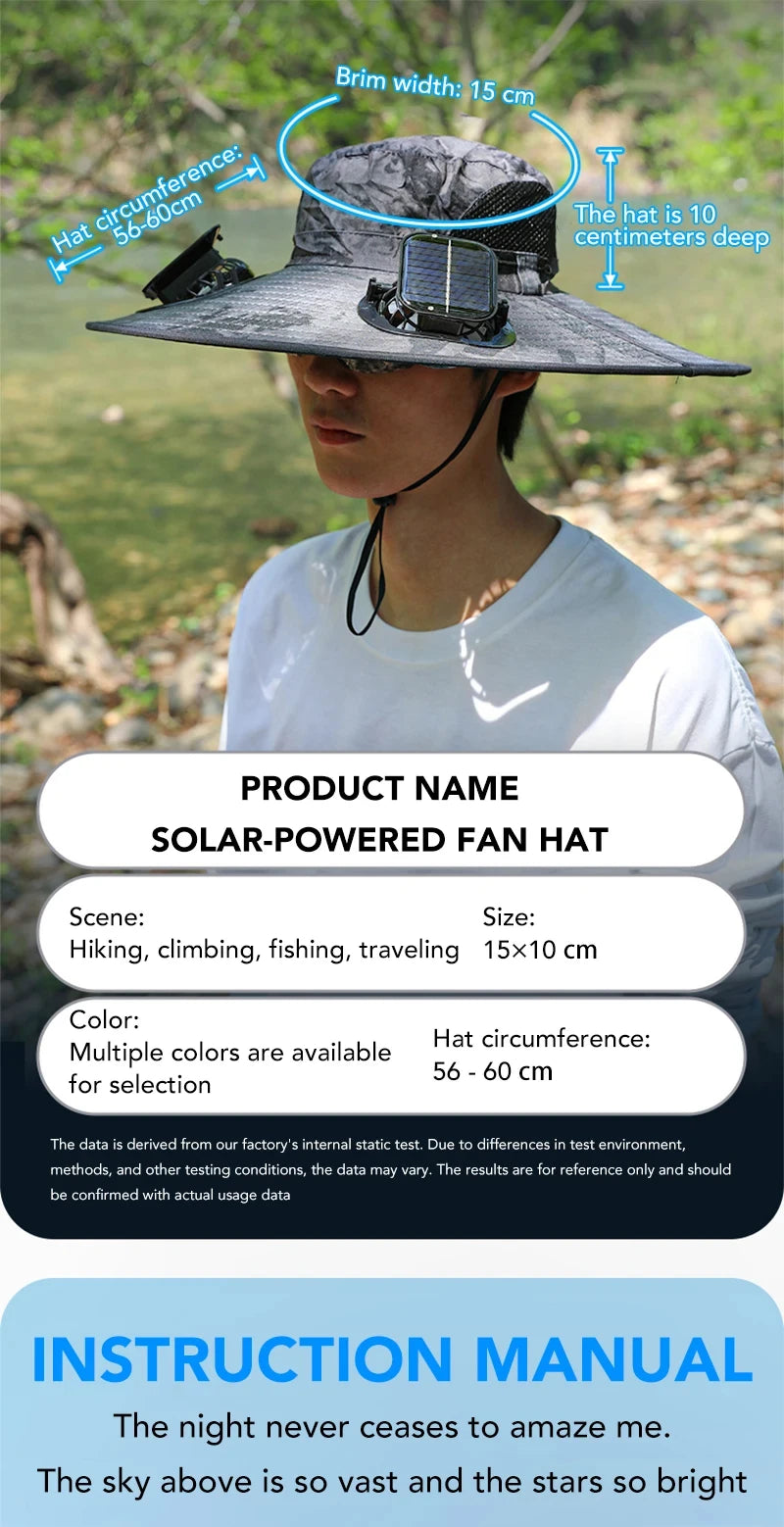 Wide Brim Solar Dual Fan Hat Outdoor Camping Fishing Hat Anti-UV Fan Hat for Men Mountain Climbing Sun Protection Fisherman Hat