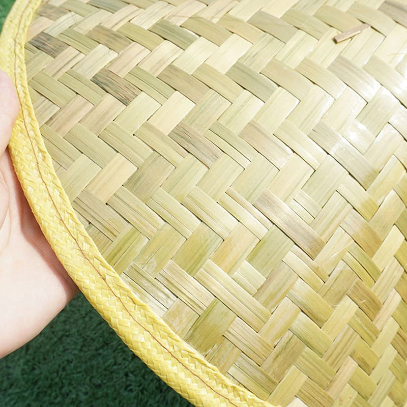 Traditional Chinese Fisherman Hat, Green Conical Bamboo Woven, Handmade Rattan Straw Bucket Hat