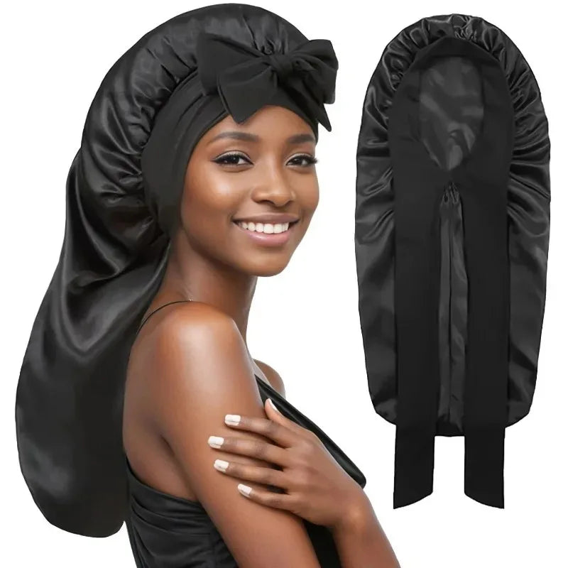 Long Sleep Bonnet for Straight Curly Hair, Extra Large Hair Bonnets for Dreadlock And Braids, Satin Sleeping Caps Night Cap