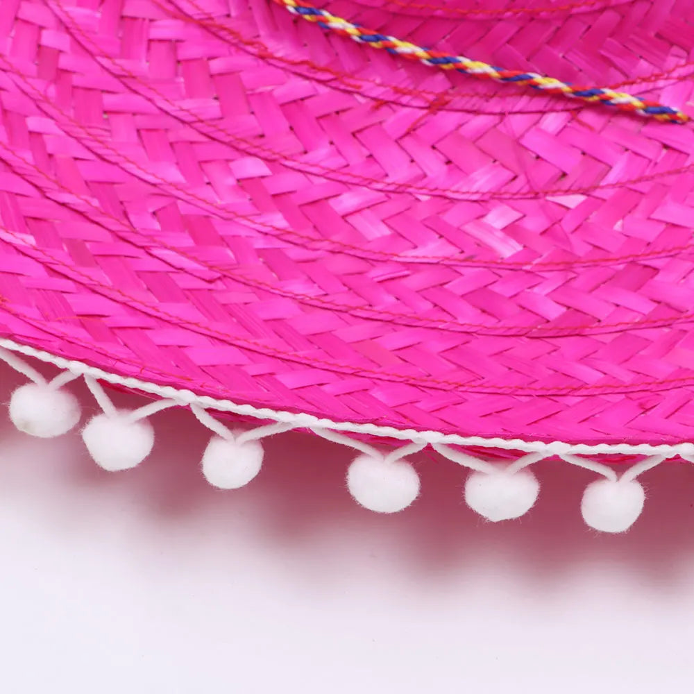 Summer Colorful Wide Brim Mexican Party Hat Halloween Sombrero Straw Hats Decor Party Beach Hat Men