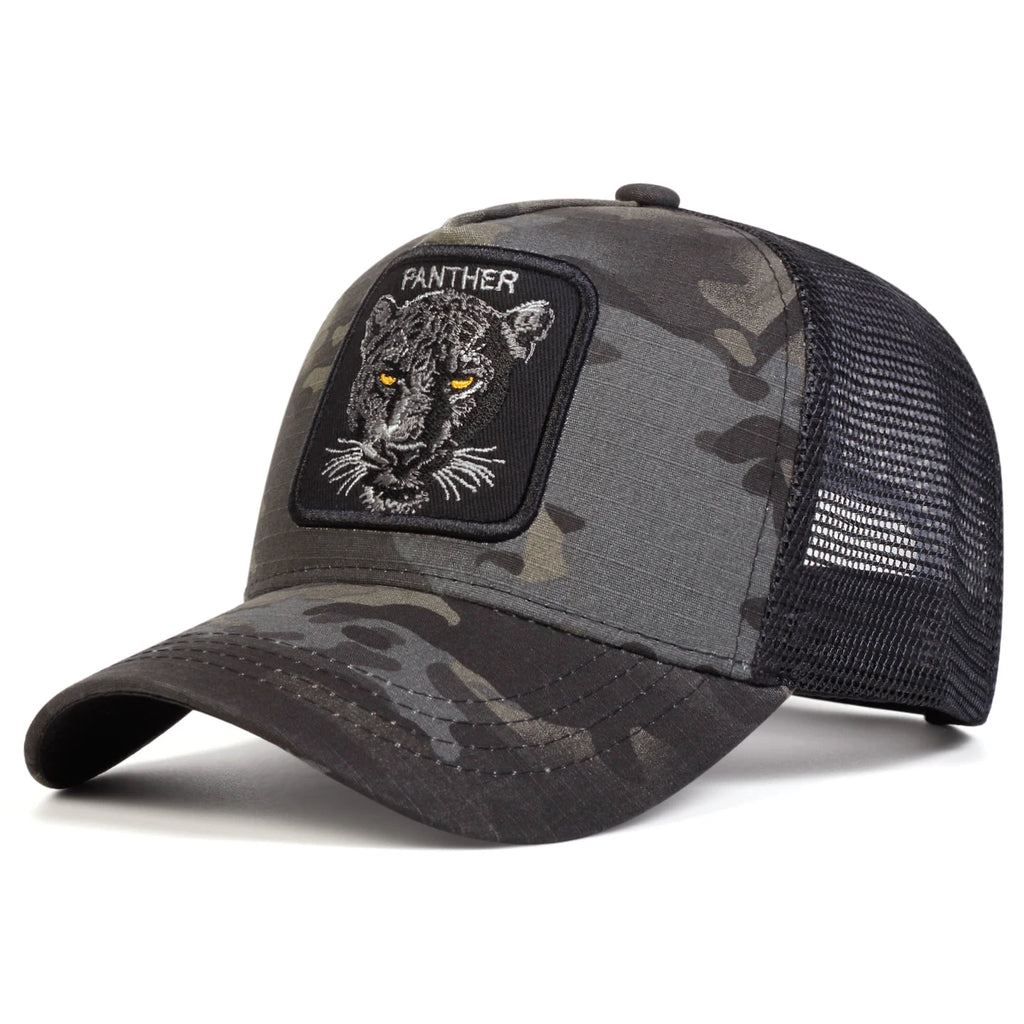 Unisex PANTHER Embroidery Baseball Net Caps Spring and Summer Outdoor Adjustable Casual Hats Sunscreen Hat