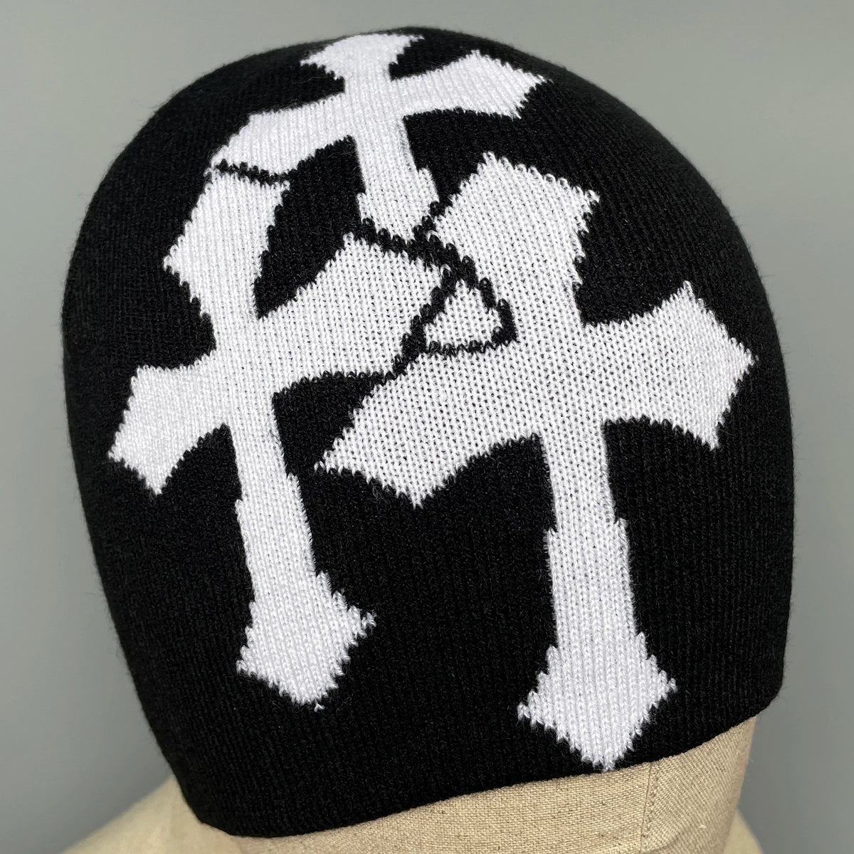 Y2K Crucifix Jacquard Knitted Hat, European And American Popularity Hip Hop Hat, Street Trend Fashion Personality Adult Hat