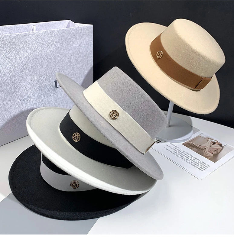 Fedora Hats for Women Fashion Elegant Bowler Dress Caps Panama Church Wedding Ribbon Band Hat Men Felt Jazz Hat