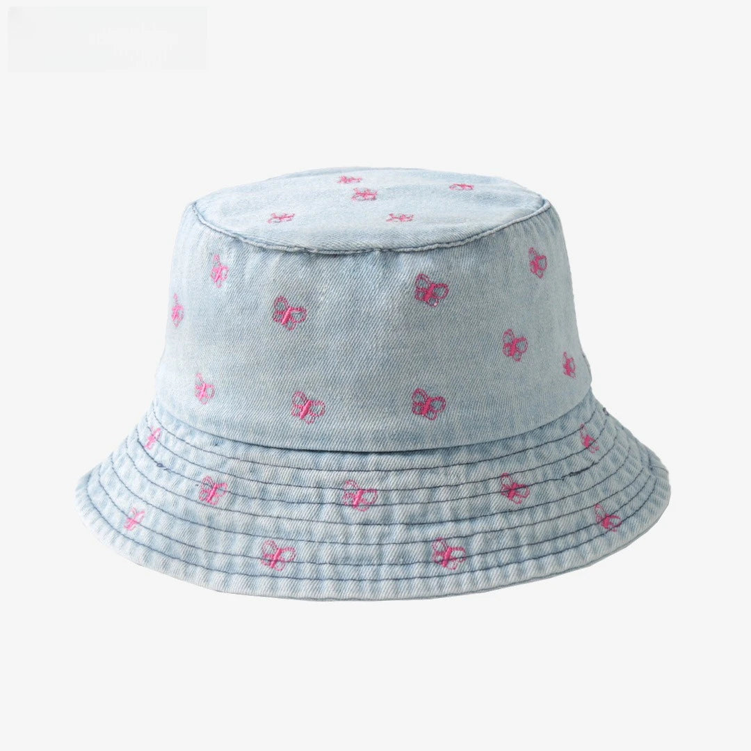 Popular Little Daisy Embroidered Cotton Summer Jeans Bucket Hat Cap For Women Spring Fisherman Hat Outdoor Travel Sunshade Gift