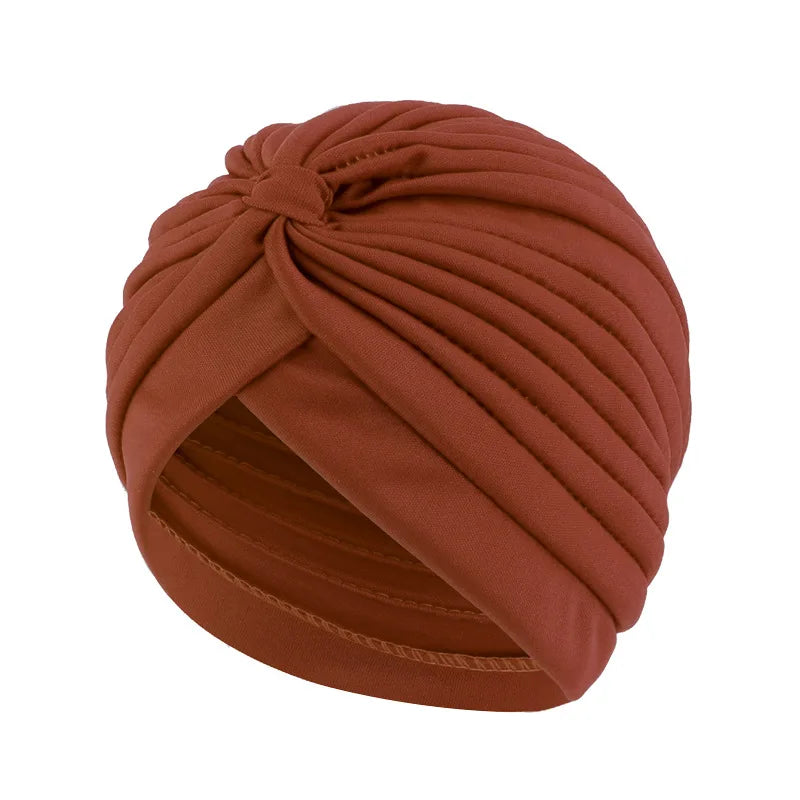 Stretchy Knot Twist Turban Bandanas Women Headscarf Bonnet Muslim Hijab Indian Hats Female Chemo Cap Adult Solid Color Head Wrap