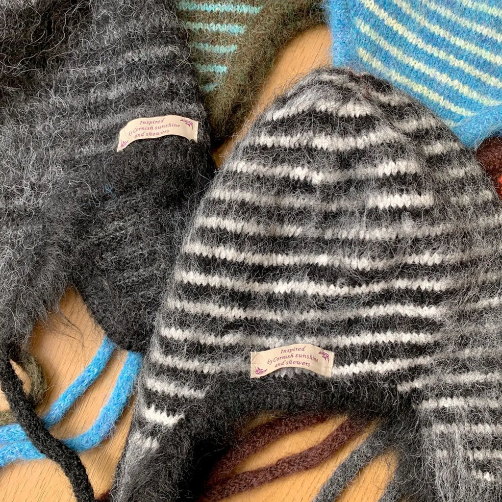 Winter Hat Women Wool Knitted Striped Beanie Baggy Cap Warm Windproof Outdoor Ski Balaclava Casual New