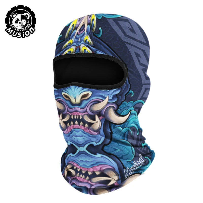 Musion Balaclava Helmet Liner Full Face Mask Skull Print Moto Topeng Muka Rider for Cycling and Riding Motorcycle