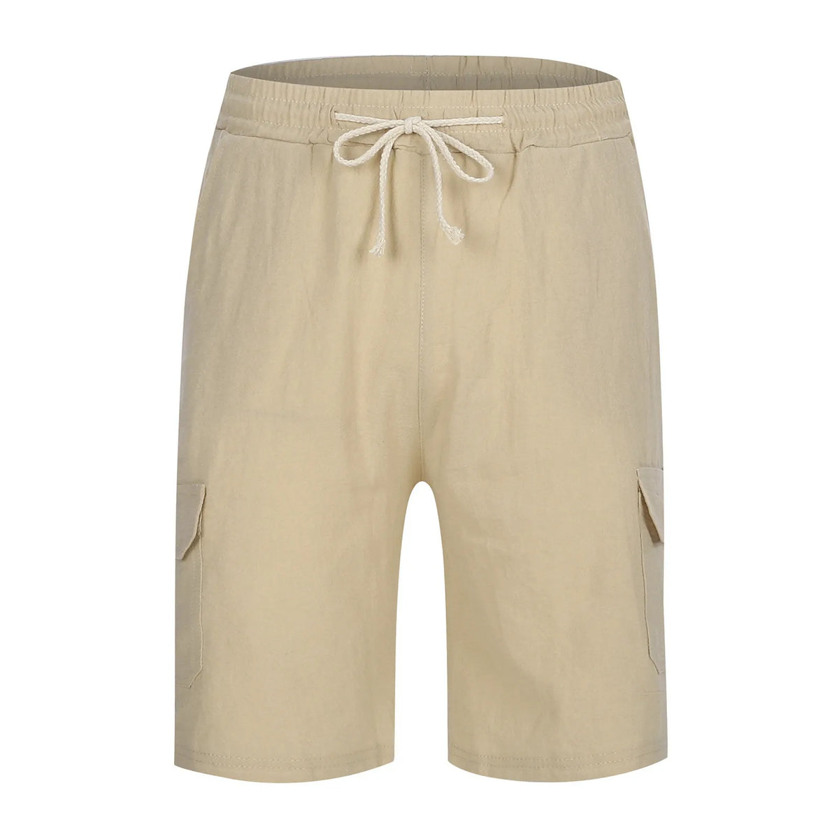 Men Spring And Summer Pant Casual All Solid Color Cotton Linen Loose Trouser Fashion Pockets Wide Leg High Waist A-word Shorts