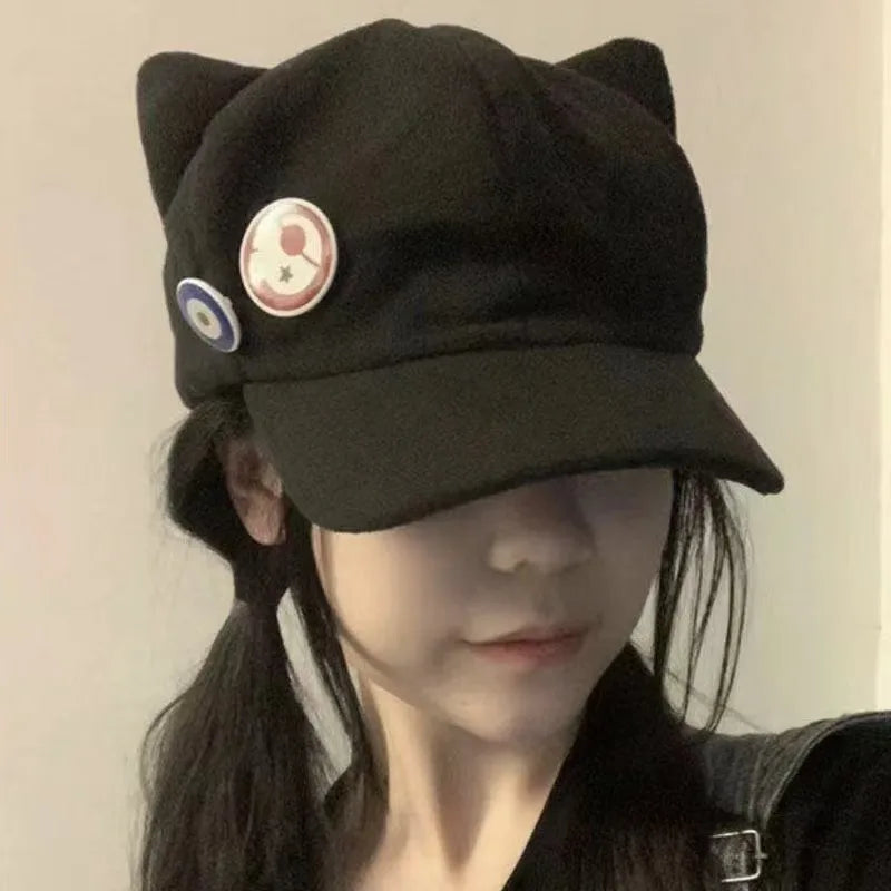 Shikinami Asuka Rangure Cat Ear EVA Hat Girls Cute Cap Anime Baseball Caps Cosplay Langley Soryu Accessories Party