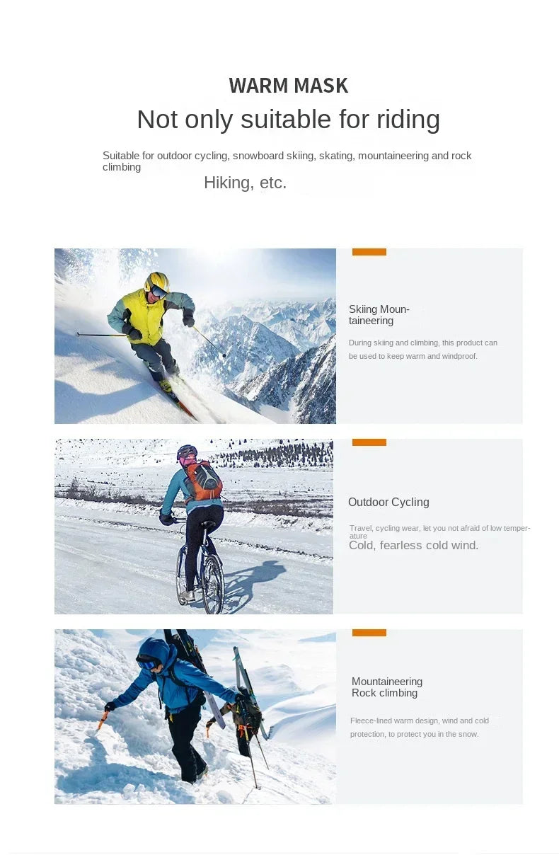 Cycling Balaclava Cap Men‘s Winter Warm Bicycle Motorcycle Face Mask Neck Protection Windproof Sport Scarf Velvet Face Cover Hat