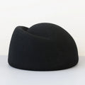 Vintage Hard Top Flat Fedoras Hats Women 100% Wool Felt Berets Hat Wedding Fascinator Caps Wedding Cocktail Party Pillbox Hat