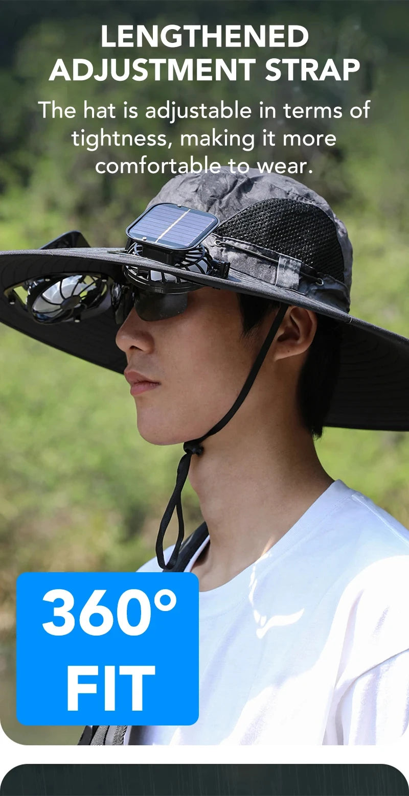 Wide Brim Solar Dual Fan Hat Outdoor Camping Fishing Hat Anti-UV Fan Hat for Men Mountain Climbing Sun Protection Fisherman Hat