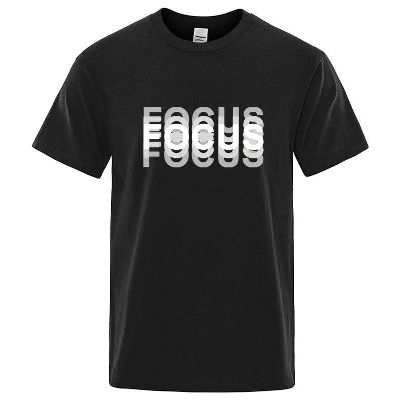 Summer Men's Cotton Blend High Quality Casual Sports Loose Cool Fashion Funny Focus Print Round Neck Short Sleeved T-shirt Tops