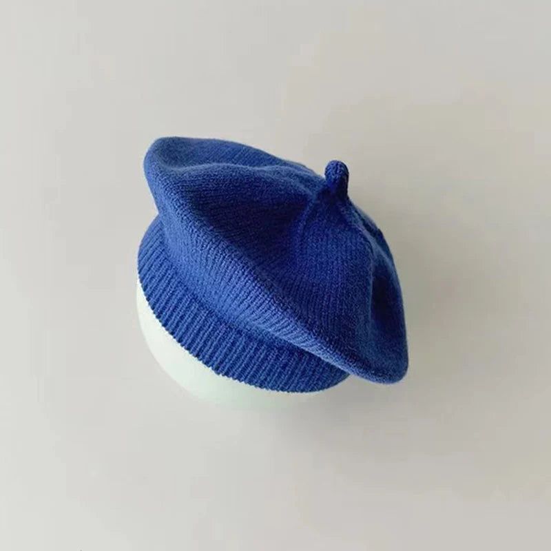 Fashion Cute Baby Knitted Beret Hat Solid Color Children's Warm Hats Autumn Winter Cap For Kids Outdoor Bonnet Accessories Gift