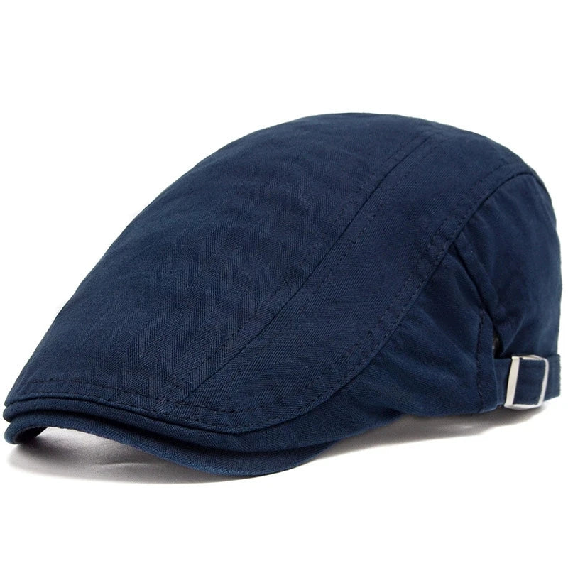 Beret Hat for Men Casual British Style Spring and Autumn Casual Forward Hat Cotton Vintage Solid Color Sunshade Baseball Cap