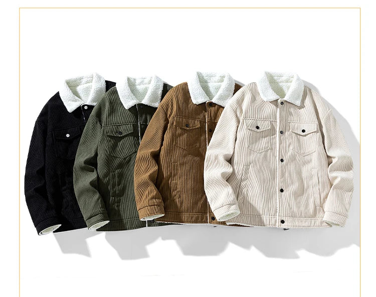 Men's Jackets and Coats Fashion Warm Corduroy Thick Coats 2026 Winter Fashion Men's Coats Down Jackets Men's Cotton Clothing
