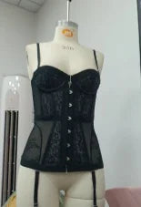 Sexy Slim Fit Corset Lace Hollow Out Sleeveless Strapless Top Lace Up Slim Fit Tops 2026 Summer Women Street Trendy Vest