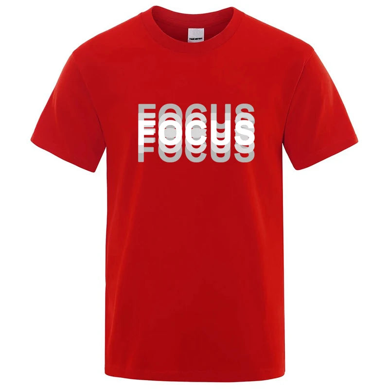 Summer Men's Cotton Blend High Quality Casual Sports Loose Cool Fashion Funny Focus Print Round Neck Short Sleeved T-shirt Tops