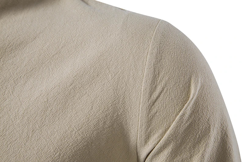 New Men's Casual Blouse Cotton Linen Shirt Tops Long Sleeve Tee Shirt Spring Autumn Slanted Placket Vintage Yoga Shirts