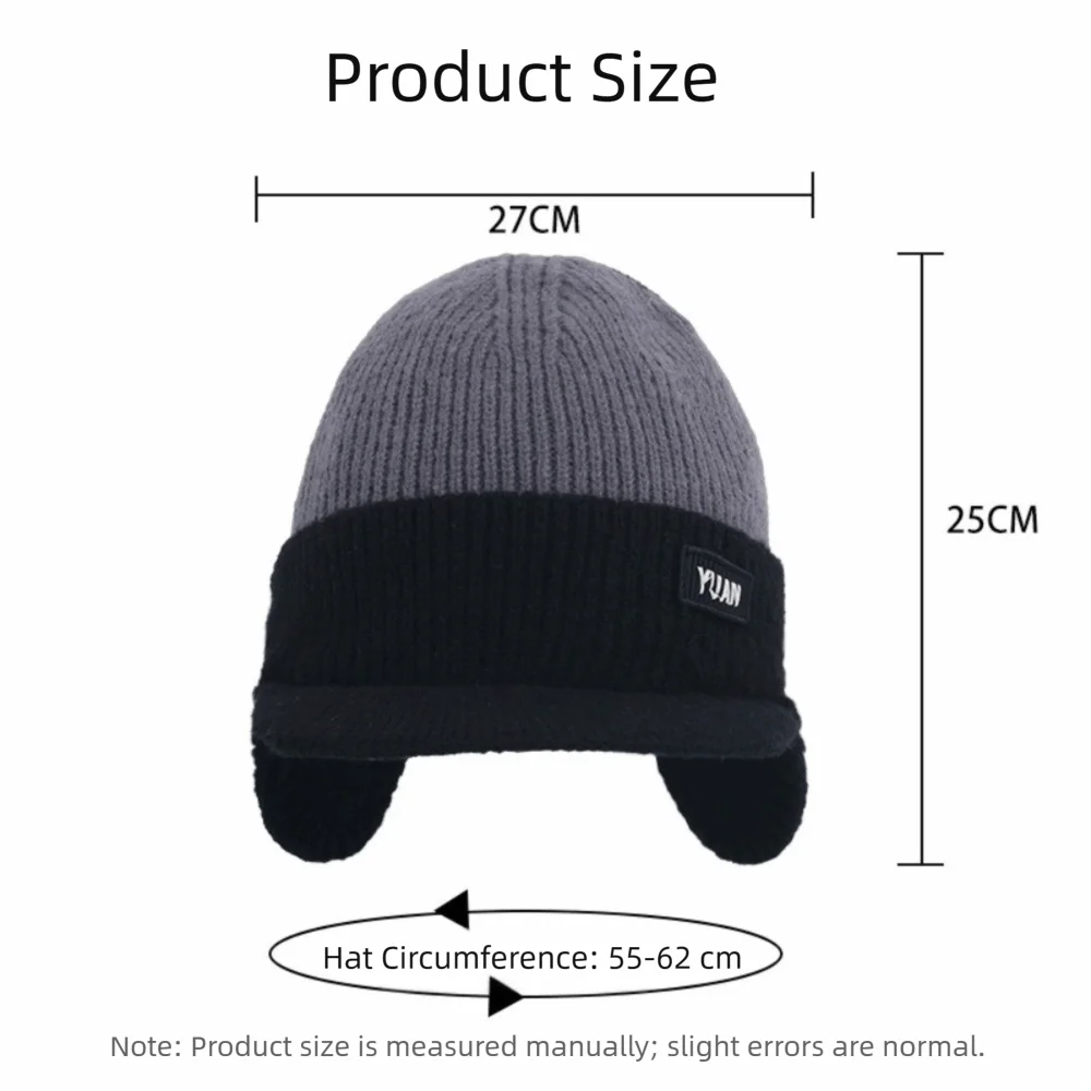 Knit Baseball Cap Winter Thermal Ear Protection Hat Windproof Men Women Outdoor Sports Couples Hats Fleece Block Dual-Tone Hats