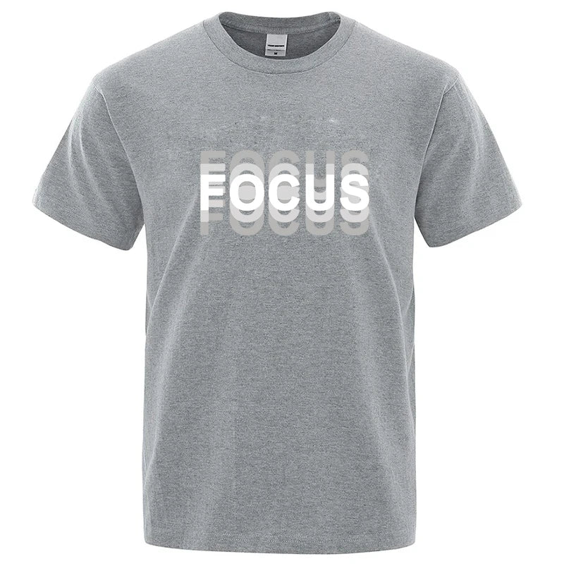 Summer Men's Cotton Blend High Quality Casual Sports Loose Cool Fashion Funny Focus Print Round Neck Short Sleeved T-shirt Tops