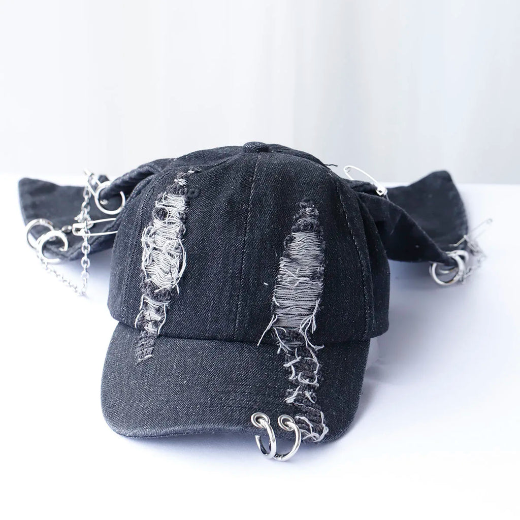 2024 new Hot Girl New Long Rabbit Ears Cowboy Baseball Hat Wash Graffiti Hip Hop Cap Women Men Party Team Baseball Cap