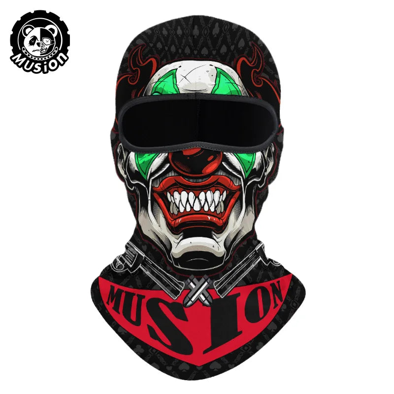 Musion Balaclava Helmet Liner Full Face Mask Skull Print Moto Topeng Muka Rider for Cycling and Riding Motorcycle