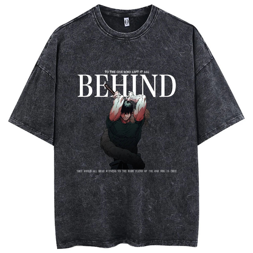Fushiguro Toji Printed Tee Anime Jujutsu Kaisen Clothing Men Women Summer Manga T-shirts Washed Cotton Tshirt Harajuku T Shirt