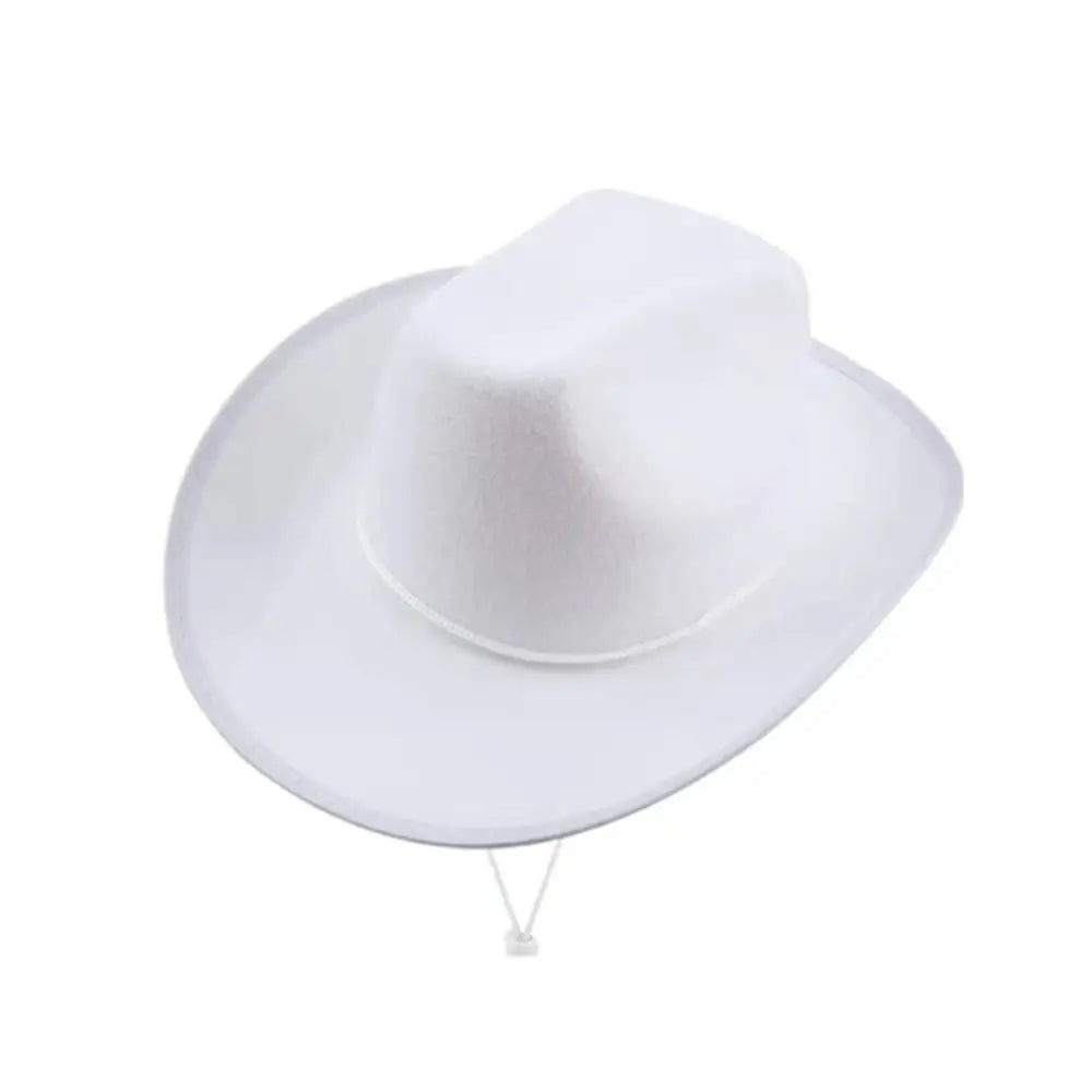 Pink Star White Cowgirl Hat Sequin Trim Fringe Cow Girl Hat Adjustable Cowboy Hat Neck Draw String Costume Party Play Dress-Up