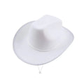 Pink Star White Cowgirl Hat Sequin Trim Fringe Cow Girl Hat Adjustable Cowboy Hat Neck Draw String Costume Party Play Dress-Up