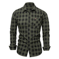 2025 Autumn New Fashion Men's 100% Cotton Plaid Shirt Tops Casual Button Down Long Sleeve Letter Embroidery Shirts with Pocket