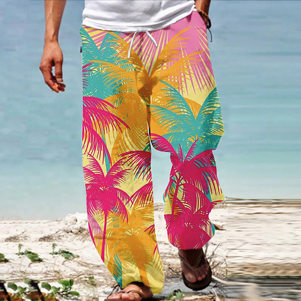 Summer Beach Hippie Harem Pants For Men Streetwear Baggy Boho Yoga Hawaiianss Drop Crotch Trouser Men'S Clothing Sports Pants