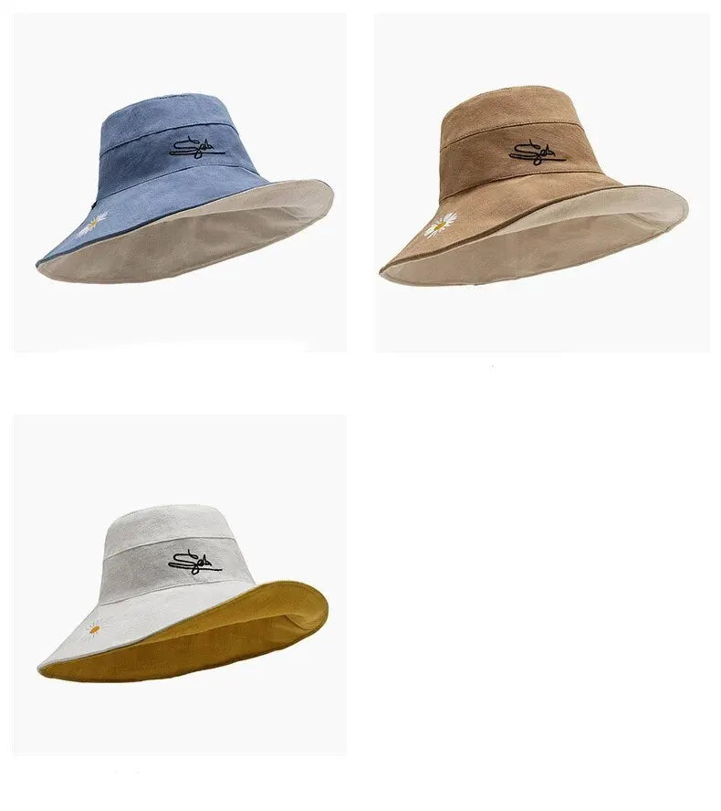 Summer 2024 New Sunshade And Sunscreen Bucket Hat Korean Version Large Brim Outdoor Fashion Neck Hat
